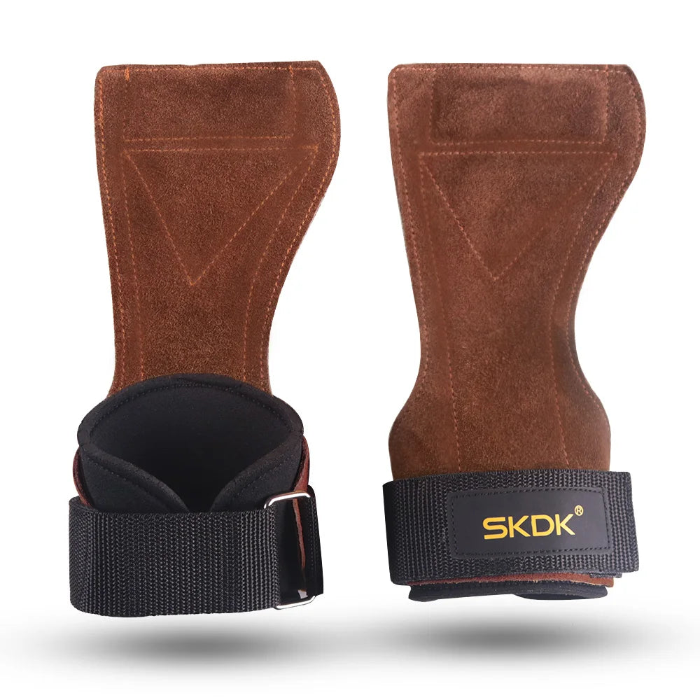 Cowhide Gym Grips with Wrist Wraps